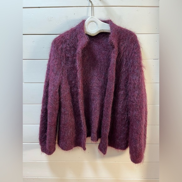 Handmade Wool-Blend Cardigan Burgundy Size L/XL (no tag, refer to measurements) - Picture 2 of 8